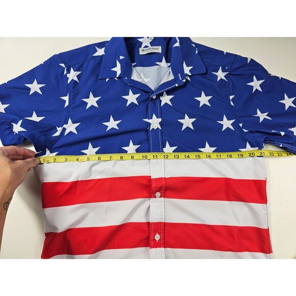 J&D HUASHA sz M American flag red white blue patriotic shirt sleeve button up # - Picture 6 of 6